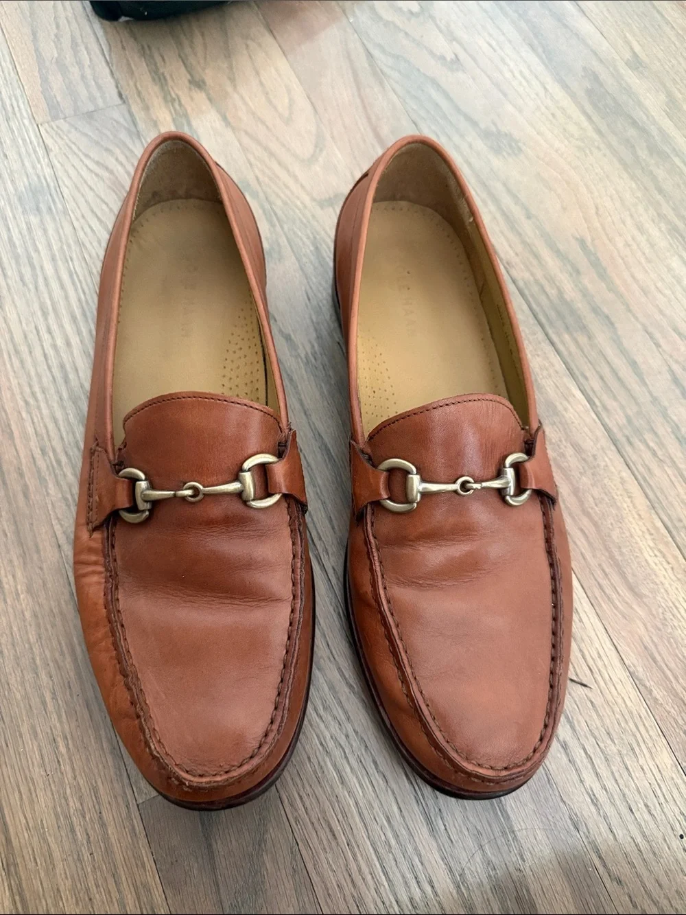 Cole Haan Tan Leather Horsebit Slip-On Loafers